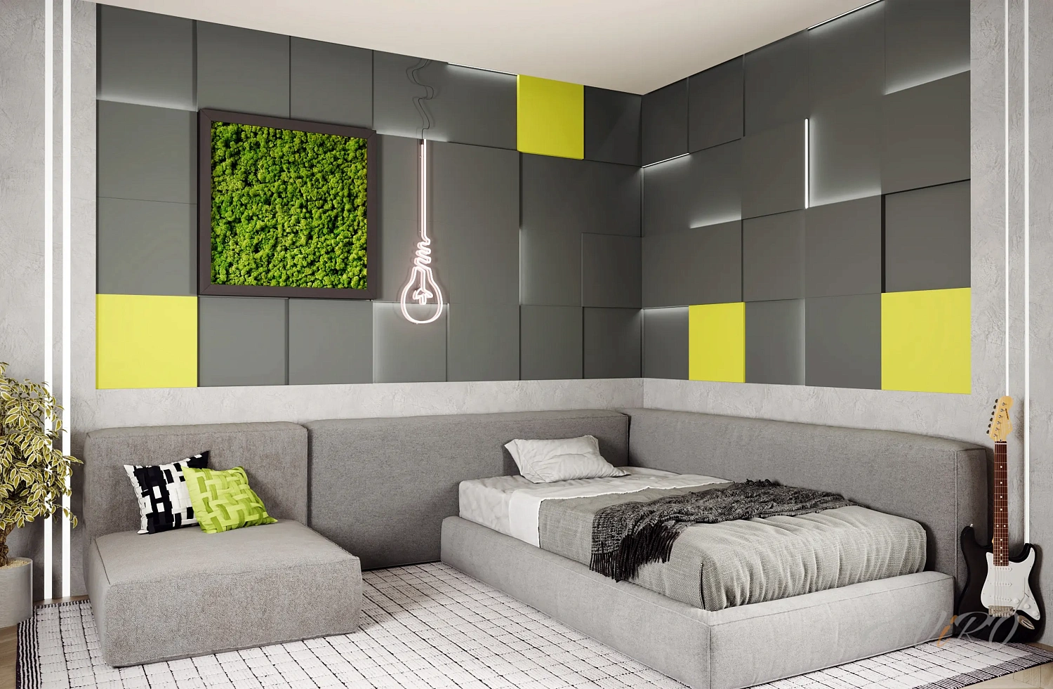 Световая гипсовая 3D панель EViRO Световые квадраты