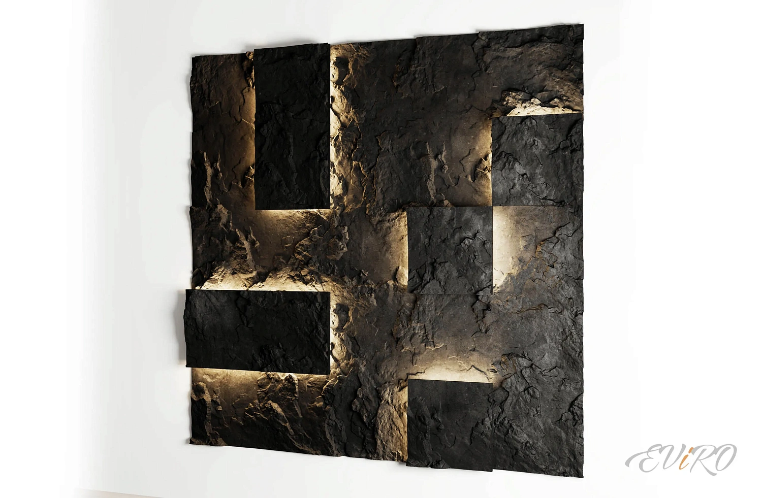 Гипсовая 3D панель EViRO Rock Slabe LED