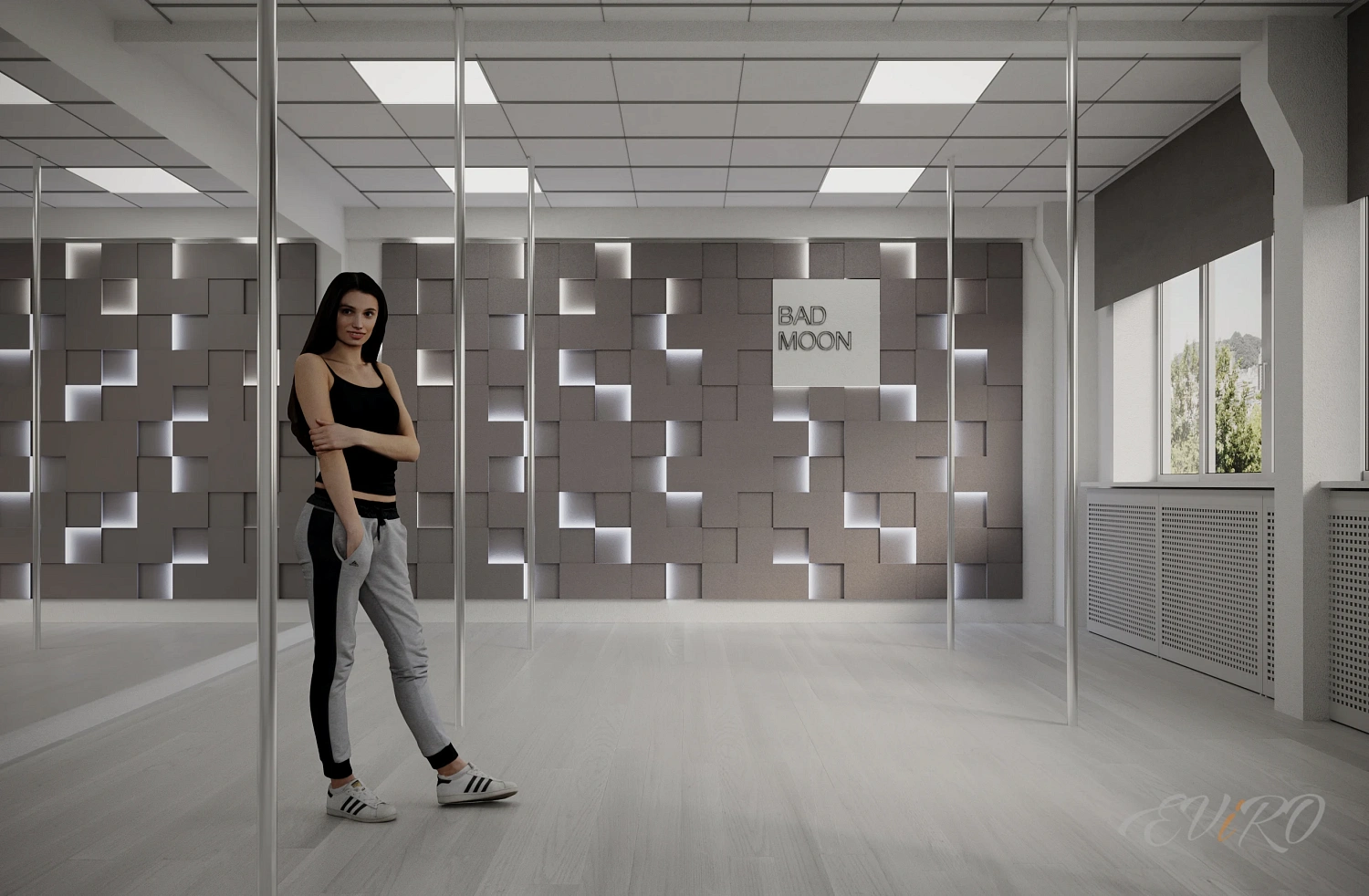 Световая гипсовая 3D панель EViRO Световые квадраты