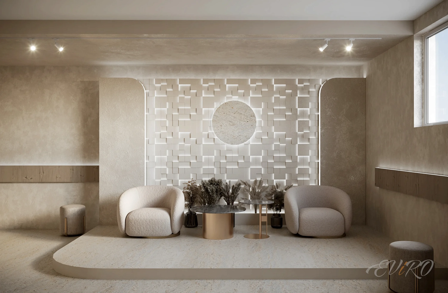 Световая гипсовая 3D панель EViRO Световые квадраты