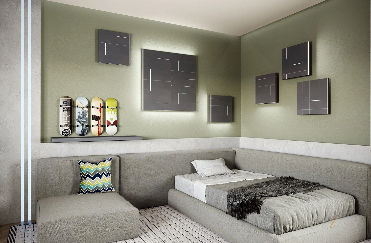 Световая гипсовая 3D панель EViRO Световые квадраты