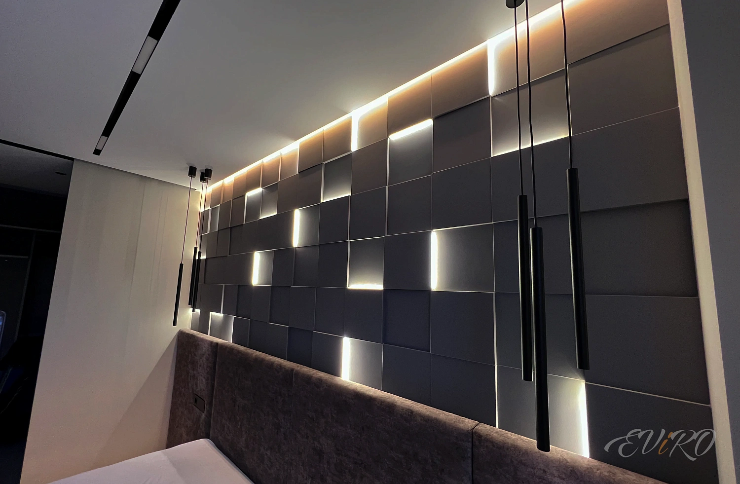 Световая гипсовая 3D панель EViRO Световые квадраты