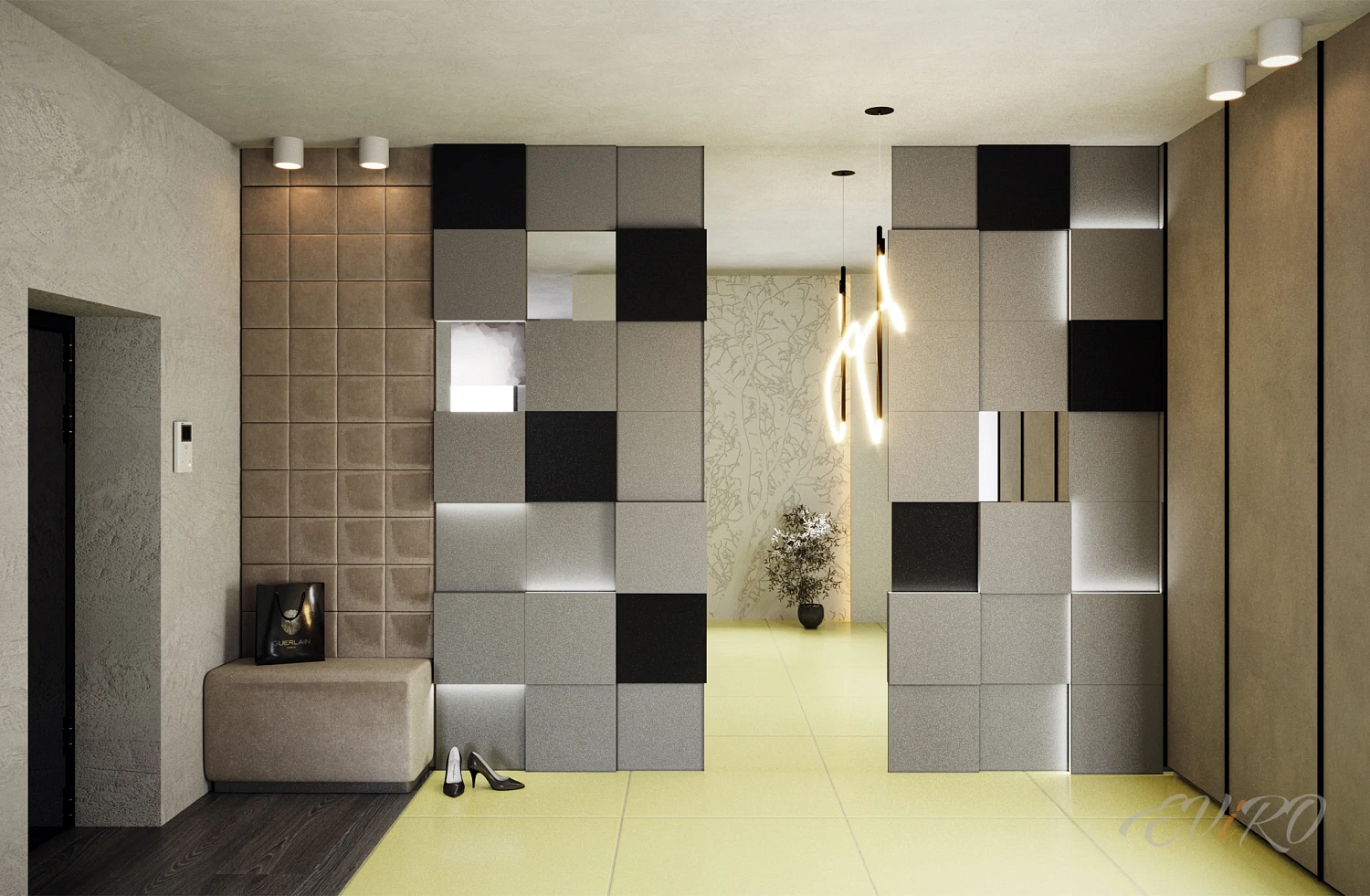 Световая гипсовая 3D панель EViRO Световые квадраты